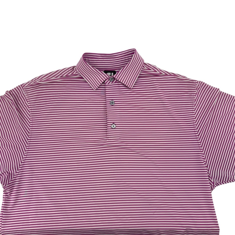 FootJoy Polo Shirt Mens XL Classic Striped Performance Golf Purple Short Sleeve